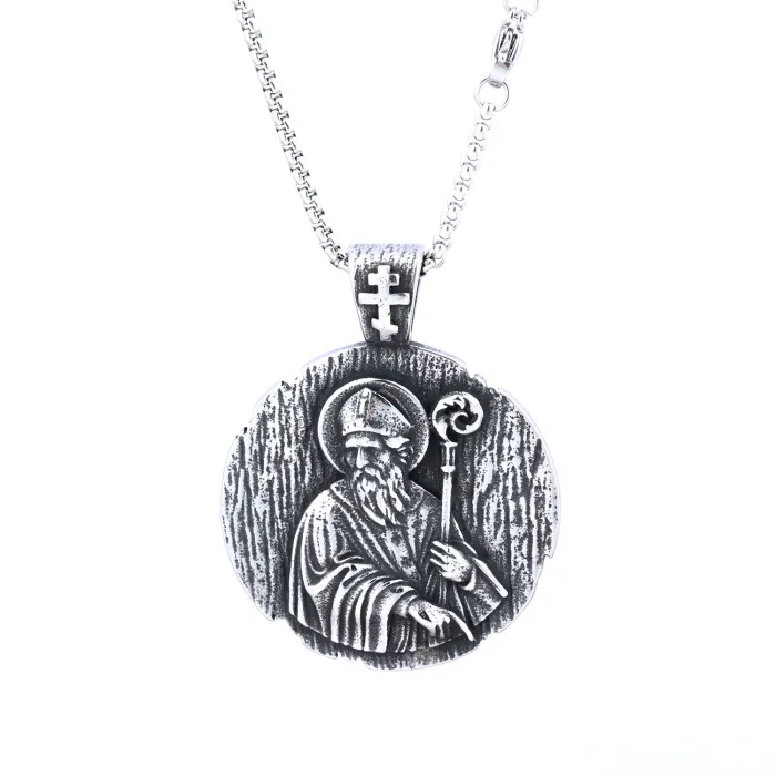 Vintage Elder Portrait Pendant – Minimalist Stainless Steel Necklace Tag, Trending Design, In Stock