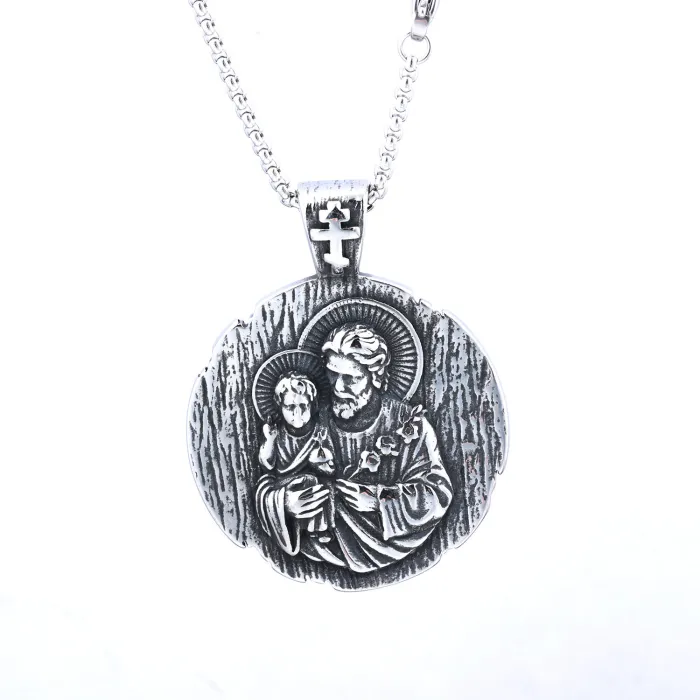 Vintage Elder Portrait Pendant – Minimalist Stainless Steel Necklace Tag, Trending Design, In Stock