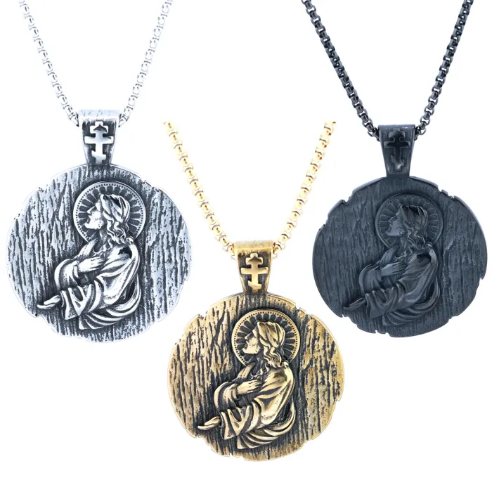 St. Benedict Medal Pendant Necklace – Vintage Stainless Steel Catholic Charm, Wholesale in Stock