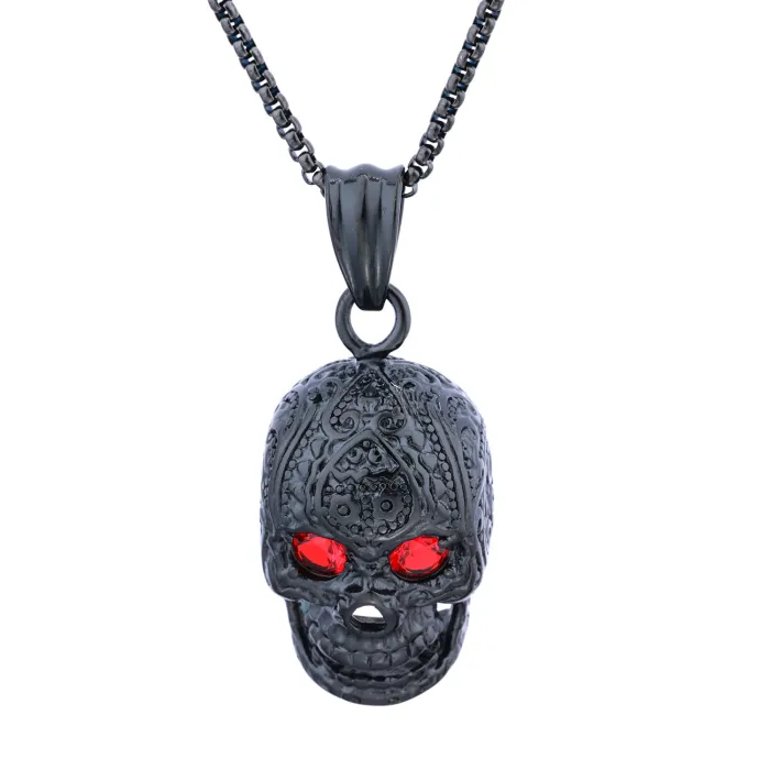 Polished Skull Gemstone Pendant – Steel Color, Fade-Resistant Stainless Steel, Gothic Street Style