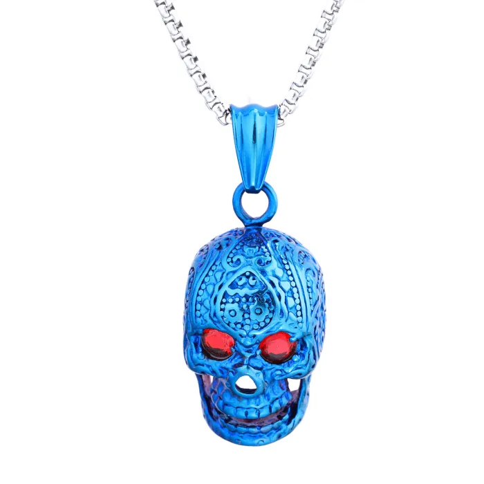 Polished Skull Gemstone Pendant – Steel Color, Fade-Resistant Stainless Steel, Gothic Street Style