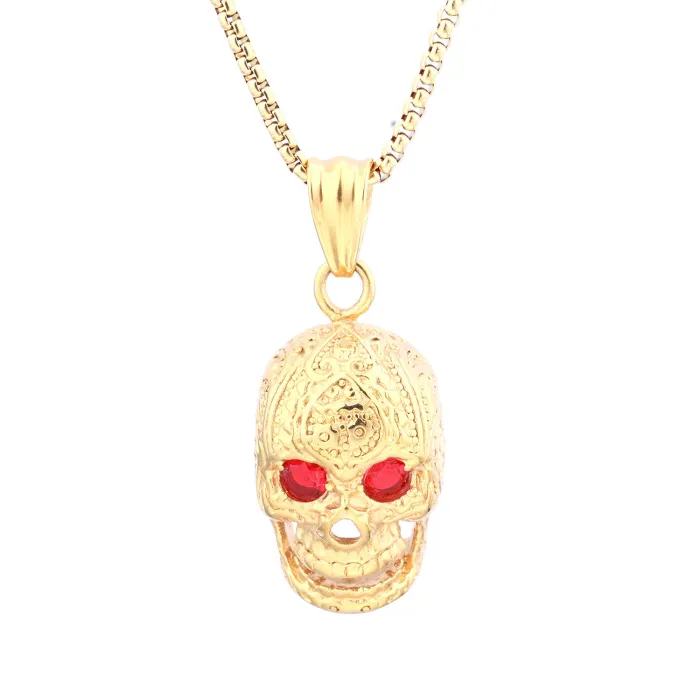 Polished Skull Gemstone Pendant – Steel Color, Fade-Resistant Stainless Steel, Gothic Street Style