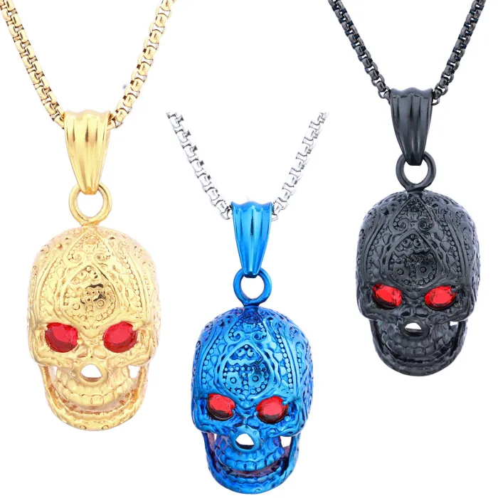 Polished Skull Gemstone Pendant – Steel Color, Fade-Resistant Stainless Steel, Gothic Street Style