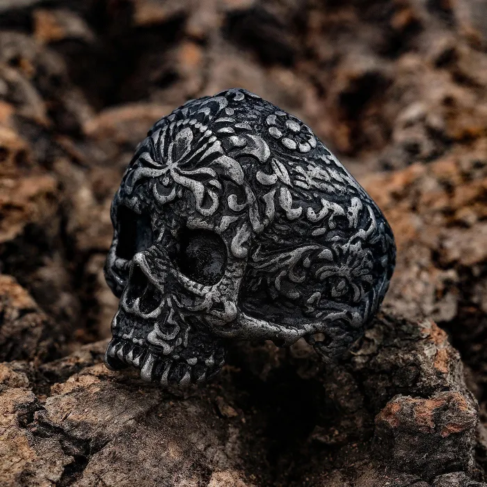 Pirate Skull Ring with Numbers – Unique Stainless Steel Gothic Biker Jewelry for Men