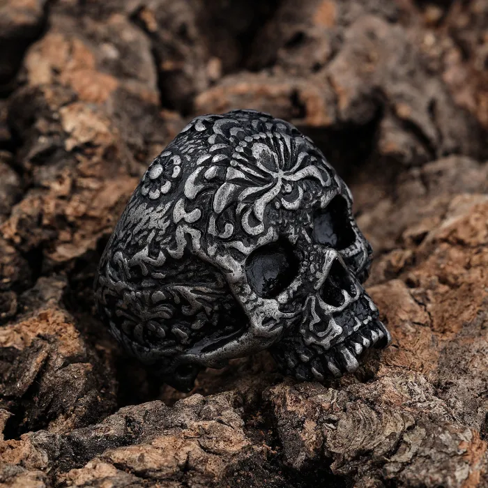 Pirate Skull Ring with Numbers – Unique Stainless Steel Gothic Biker Jewelry for Men