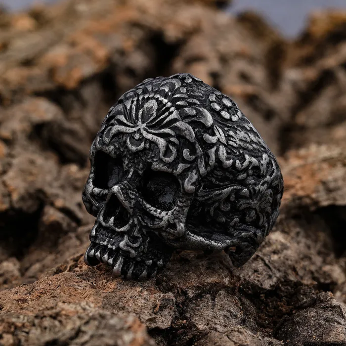 Pirate Skull Ring with Numbers – Unique Stainless Steel Gothic Biker Jewelry for Men