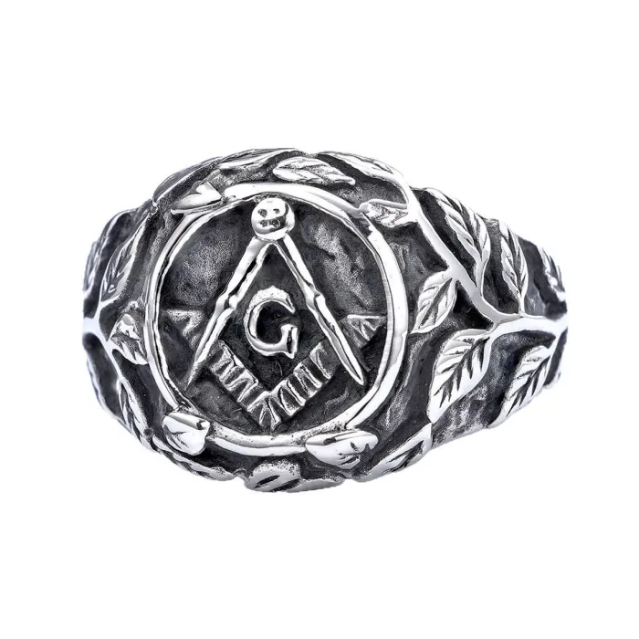 Masonic Symbol Ring for Men – Vintage Stainless Steel Travel Ring, AG Freemason Design