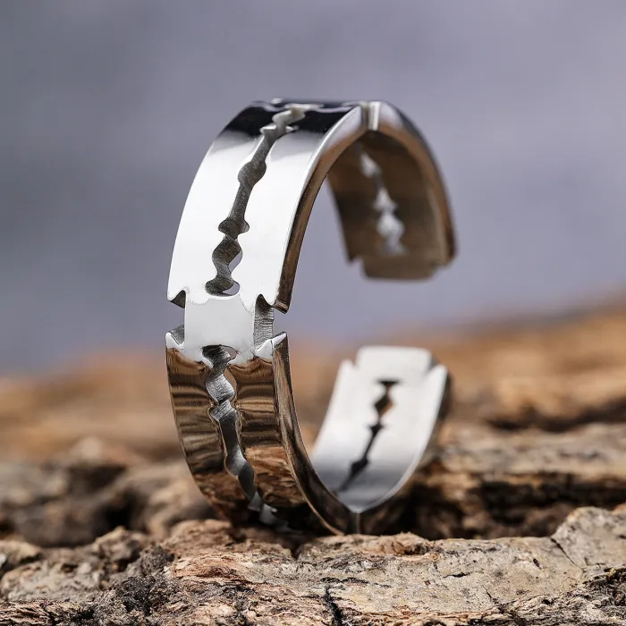 Men's Rune Cutout Ring – Stainless Steel Norse Symbol Band, Vintage Titanium Steel Jewelry