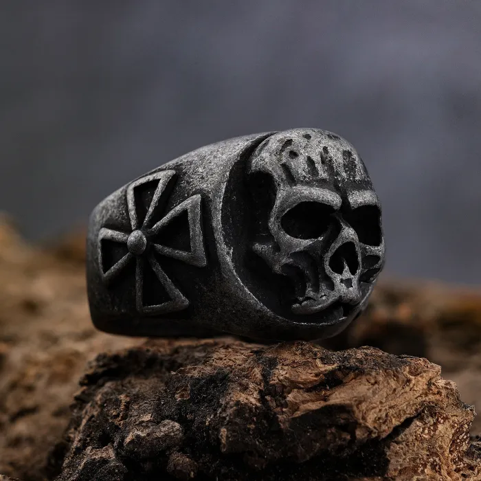 Men's Rune Cutout Ring – Stainless Steel Norse Symbol Band, Vintage Titanium Steel Jewelry