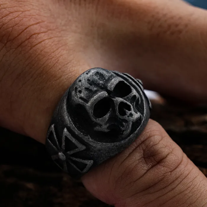 Men's Rune Cutout Ring – Stainless Steel Norse Symbol Band, Vintage Titanium Steel Jewelry