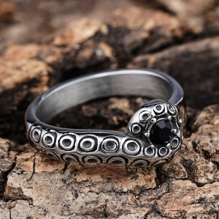 Stainless Steel Flame Pattern Ring – Punk Style Unisex Silver Minimalist Design