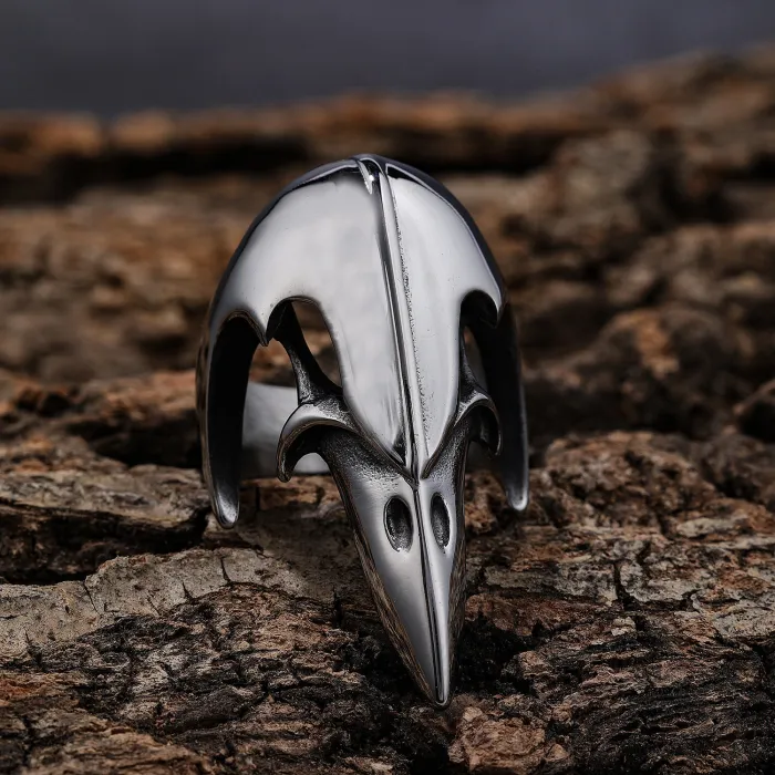 Stainless Steel Bird Head Ring – Punk Style Unisex Silver Titanium Ring
