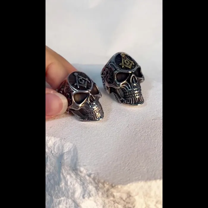 Viking Pirate Skull Ring – Stainless Steel Gothic Biker Style Men's Ring