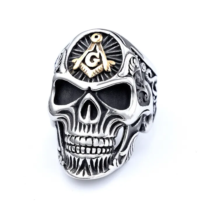 Viking Pirate Skull Ring – Stainless Steel Gothic Biker Style Men's Ring