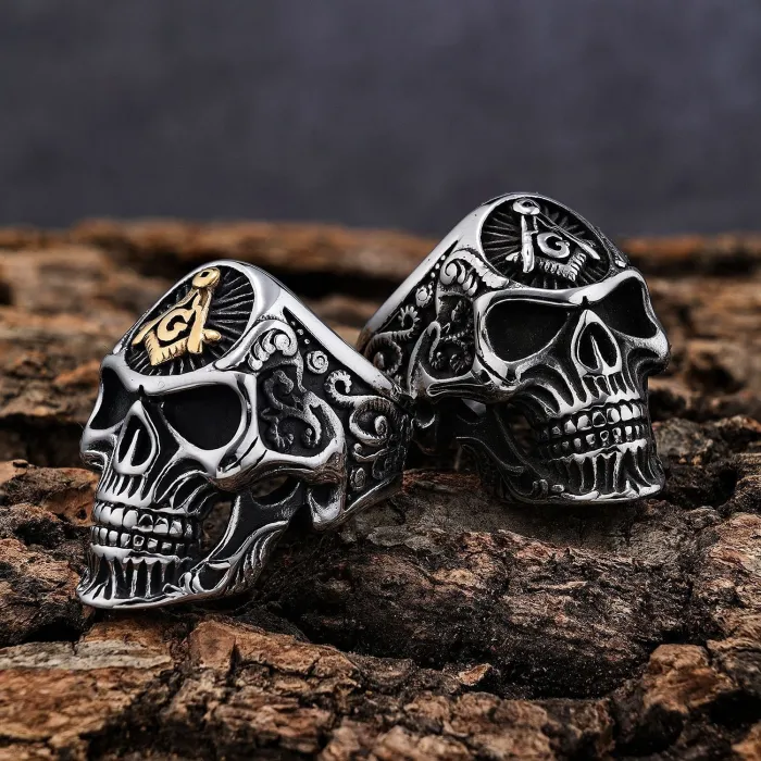 Viking Pirate Skull Ring – Stainless Steel Gothic Biker Style Men's Ring