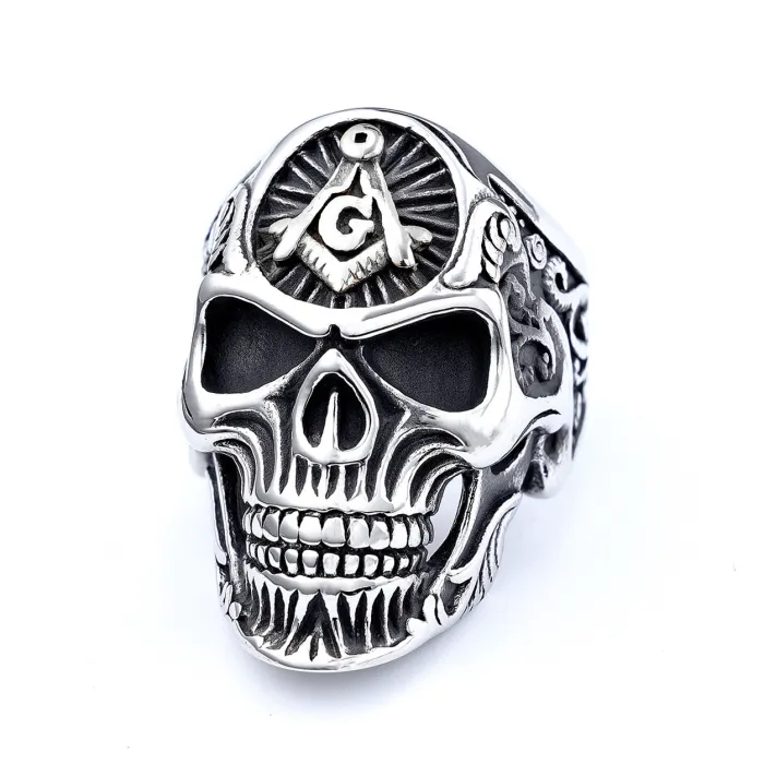Viking Pirate Skull Ring – Stainless Steel Gothic Biker Style Men's Ring