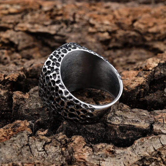 Punk Skull Mask Ring – Spotted Vintage Gothic Skeleton Head Ring for Men