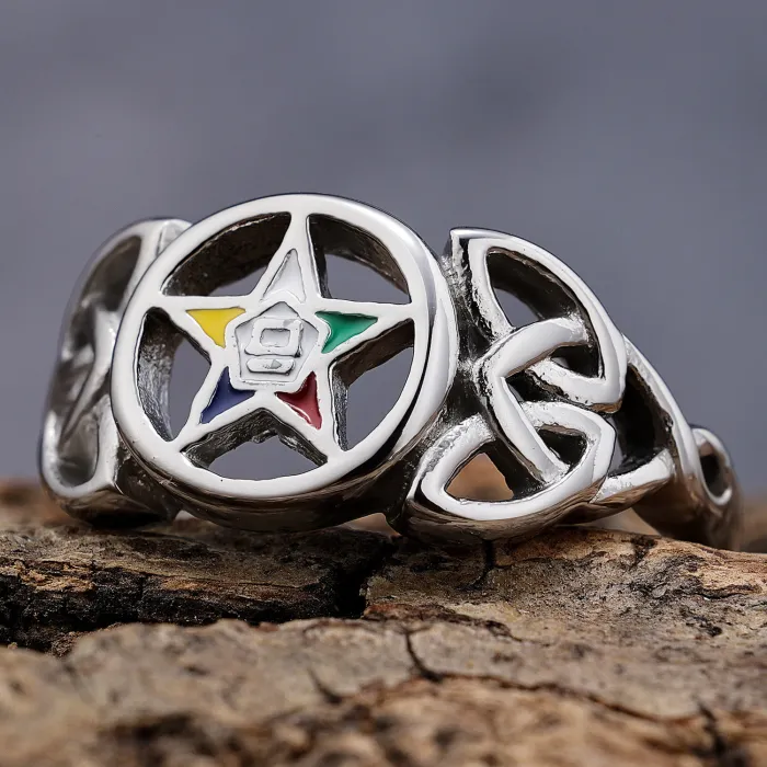 Nordic Pentagram Warrior Ring – Viking Rune Pattern Stainless Steel Men's Ring