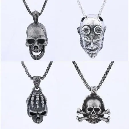 Skull Pendant Collection – Hot-Selling Stainless Steel Gothic Biker Necklaces in Stock