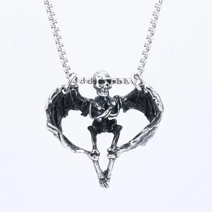 Bold Skeleton Skull Pendant – Heavy-Duty Stainless Steel Necklace, Punk Rock Jewelry, Wholesale Available