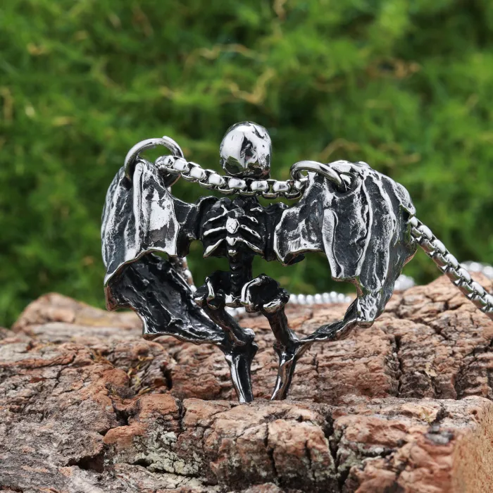 Bold Skeleton Skull Pendant – Heavy-Duty Stainless Steel Necklace, Punk Rock Jewelry, Wholesale Available