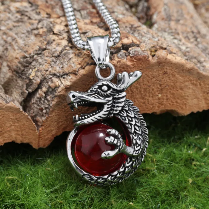 Dragon Ball Pendant – Personalized Punk Style Stainless Steel Necklace for Men (INS Trend)
