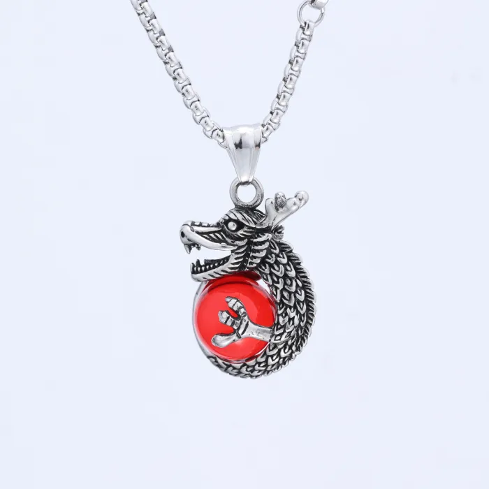 Dragon Ball Pendant – Personalized Punk Style Stainless Steel Necklace for Men (INS Trend)