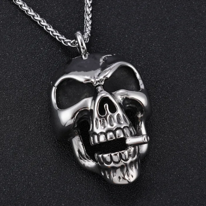 Wholesale Titanium Steel Men’s Hollow Skull Pendant – Premium Gothic Design | In-Stock High-End Jewelry for Dropshipping & Bulk Supply