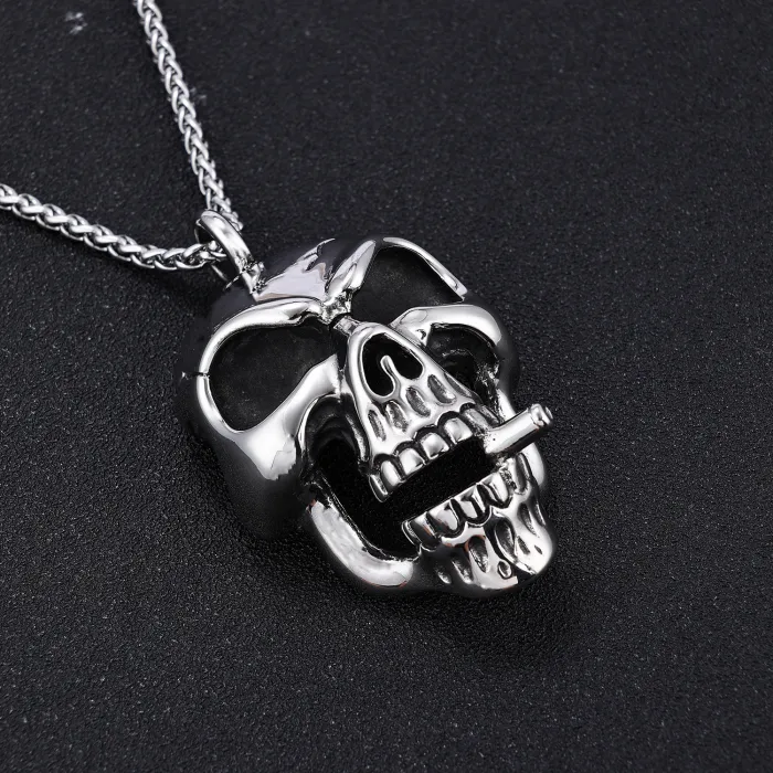 Wholesale Titanium Steel Men’s Hollow Skull Pendant – Premium Gothic Design | In-Stock High-End Jewelry for Dropshipping & Bulk Supply