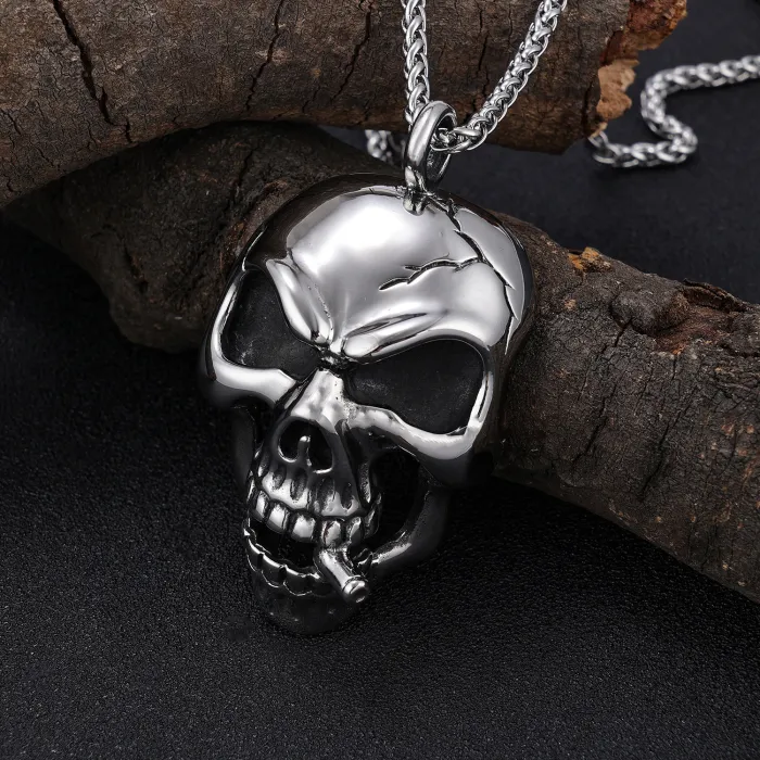 Wholesale Titanium Steel Men’s Hollow Skull Pendant – Premium Gothic Design | In-Stock High-End Jewelry for Dropshipping & Bulk Supply