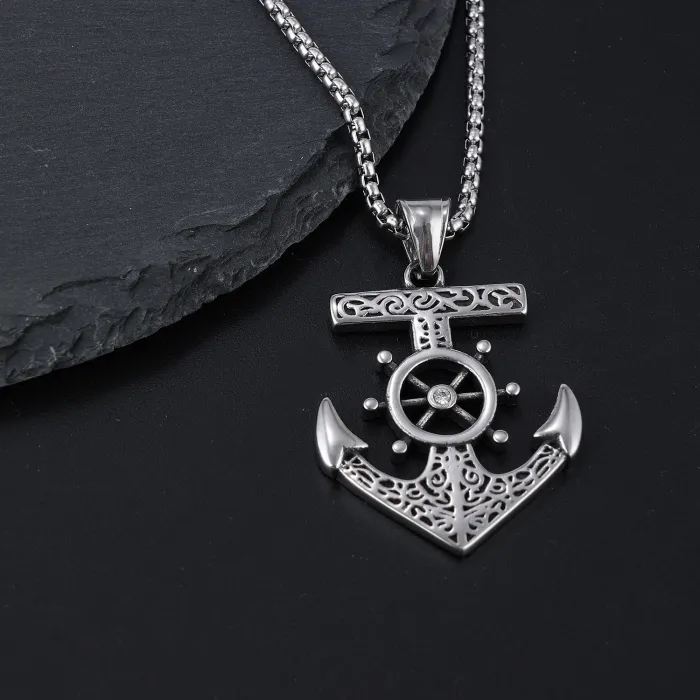 Wholesale Vintage Viking Anchor Pendant – Retro Sailing Ship Jewelry for Men | Hot-Selling Nautical Style Pendant Ideal for Trendy Fashion Stores