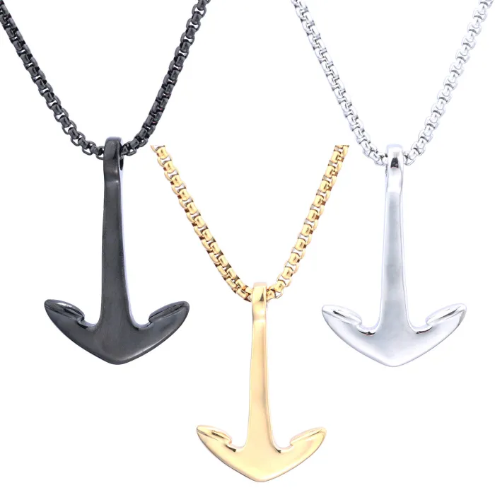 Bulk Retro Anchor Pendant Necklace – Hot New Arrival Nautical Stainless Steel Jewelry for Men | Unique Vintage Style Pendant Wholesale