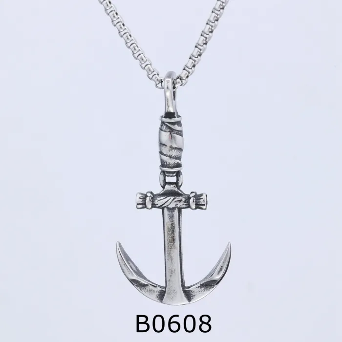 Bulk Retro Anchor Pendant Necklace – Hot New Arrival Nautical Stainless Steel Jewelry for Men | Unique Vintage Style Pendant Wholesale