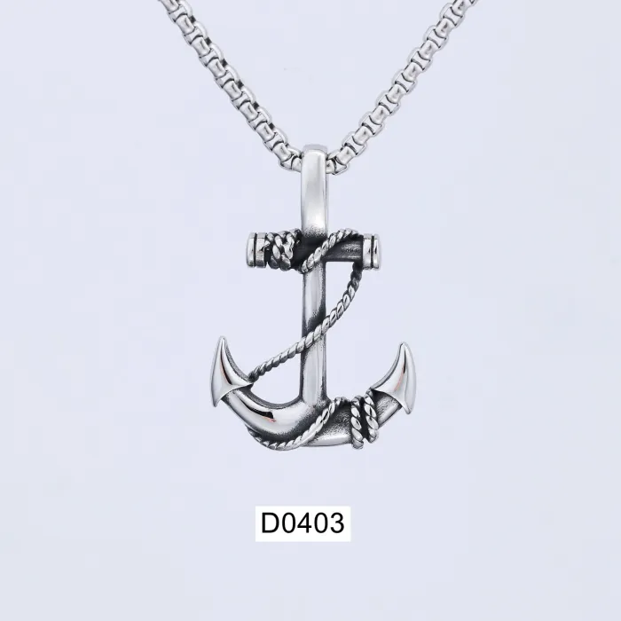 Bulk Retro Anchor Pendant Necklace – Hot New Arrival Nautical Stainless Steel Jewelry for Men | Unique Vintage Style Pendant Wholesale