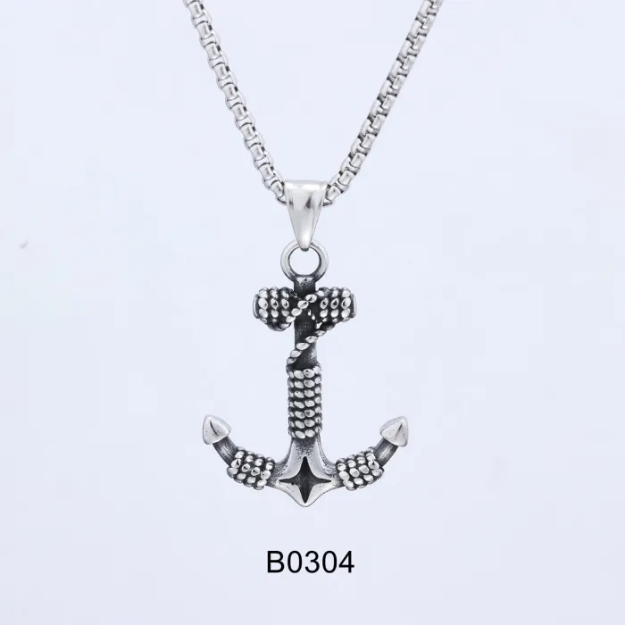 Bulk Retro Anchor Pendant Necklace – Hot New Arrival Nautical Stainless Steel Jewelry for Men | Unique Vintage Style Pendant Wholesale