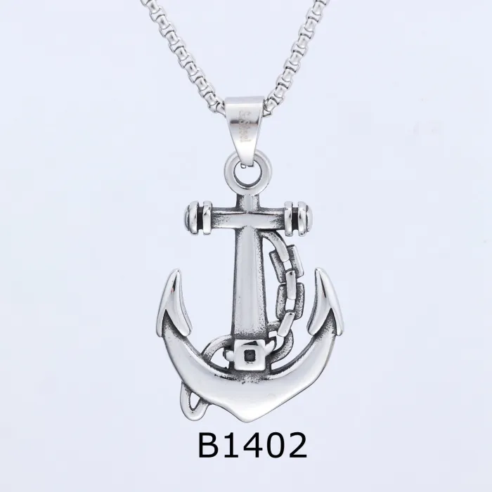 Bulk Retro Anchor Pendant Necklace – Hot New Arrival Nautical Stainless Steel Jewelry for Men | Unique Vintage Style Pendant Wholesale