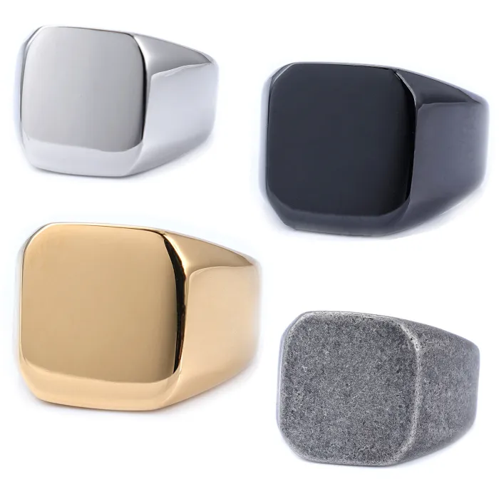 Shield Design Polished Ring for Men – High-End Streetwear Minimalist Irregular Style | Bulk Fashion Stainless Steel Rings for Wholesale Supply