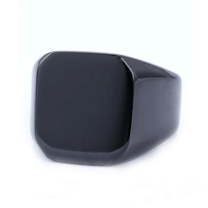 Shield Design Polished Ring for Men – High-End Streetwear Minimalist Irregular Style | Bulk Fashion Stainless Steel Rings for Wholesale Supply