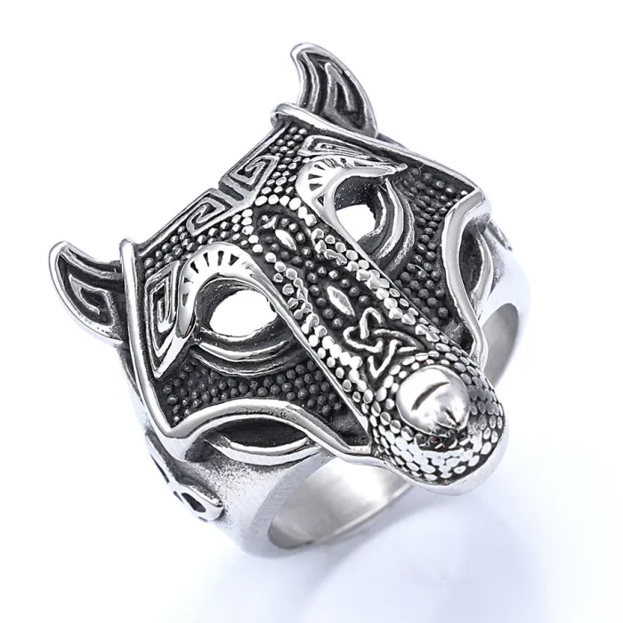 Hot Selling Bulk Titanium Steel Rings – Vintage Style Fierce Ice Wolf Ring for Men | Wholesale Biker Jewelry Supplier