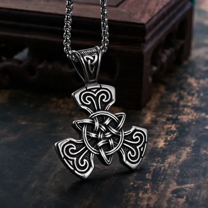 Wholesale Viking Celtic Knot Pendant – Stainless Steel Nordic Amulet Necklace | Bulk Retro Jewelry In Stock, One-Piece Dropshipping Available