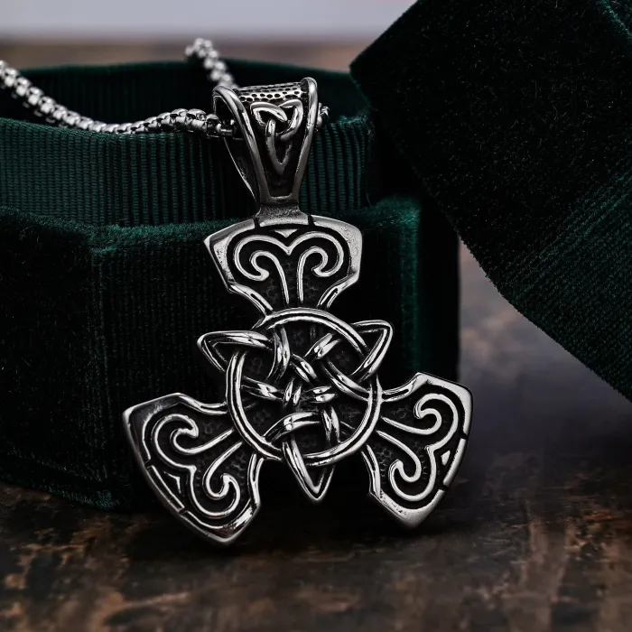 Wholesale Viking Celtic Knot Pendant – Stainless Steel Nordic Amulet Necklace | Bulk Retro Jewelry In Stock, One-Piece Dropshipping Available