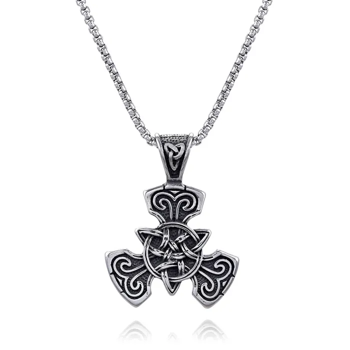 Wholesale Viking Celtic Knot Pendant – Stainless Steel Nordic Amulet Necklace | Bulk Retro Jewelry In Stock, One-Piece Dropshipping Available