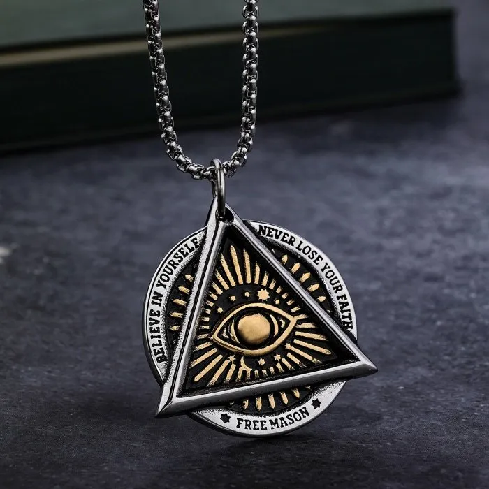 Wholesale All-Seeing Eye Triangle Pendant – Stainless Steel Illuminati Necklace | Hot New Arrival, Bulk Supply & One-Piece Dropshipping Available