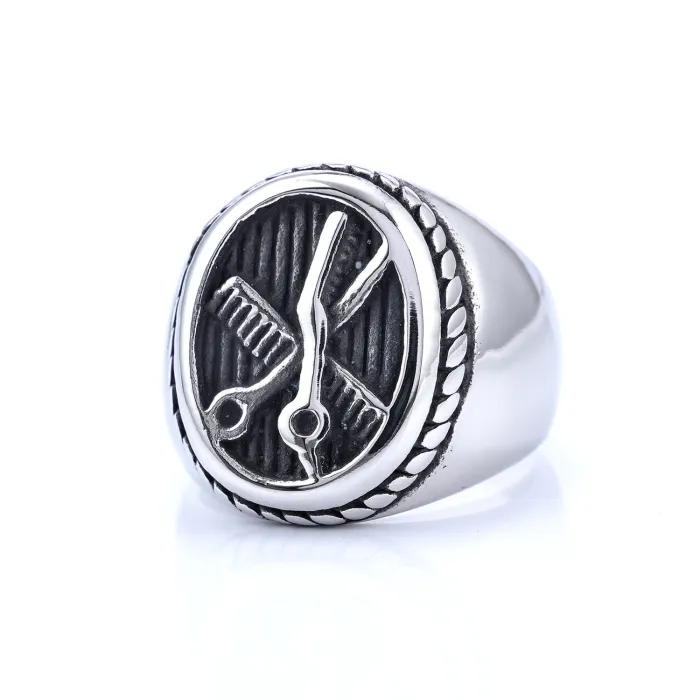 Wholesale Creative Scissors and Comb Ring – Unique Stainless Steel Barber Jewelry | Hot-Selling Design, In Stock, One-Piece Dropshipping