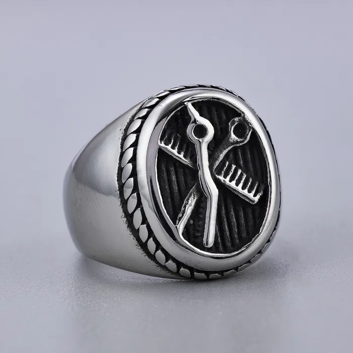 Wholesale Creative Scissors and Comb Ring – Unique Stainless Steel Barber Jewelry | Hot-Selling Design, In Stock, One-Piece Dropshipping