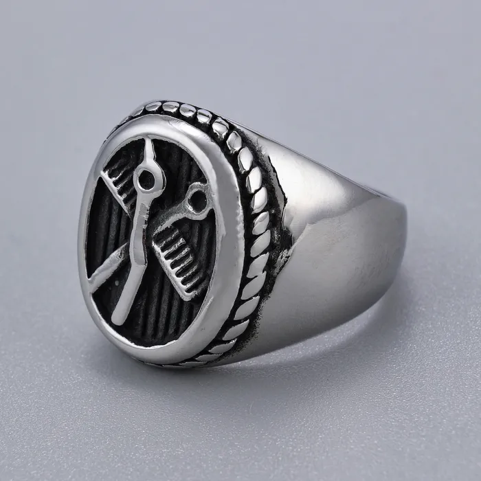 Wholesale Creative Scissors and Comb Ring – Unique Stainless Steel Barber Jewelry | Hot-Selling Design, In Stock, One-Piece Dropshipping