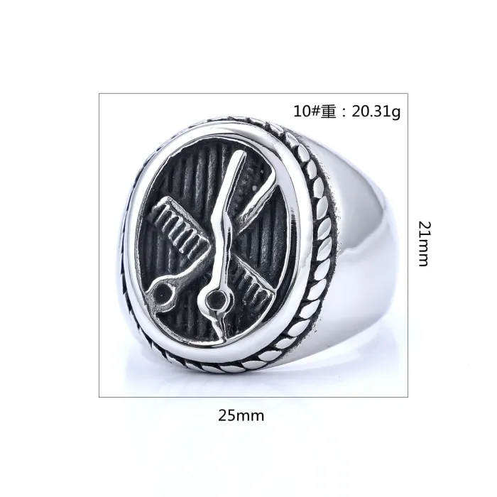 Wholesale Creative Scissors and Comb Ring – Unique Stainless Steel Barber Jewelry | Hot-Selling Design, In Stock, One-Piece Dropshipping
