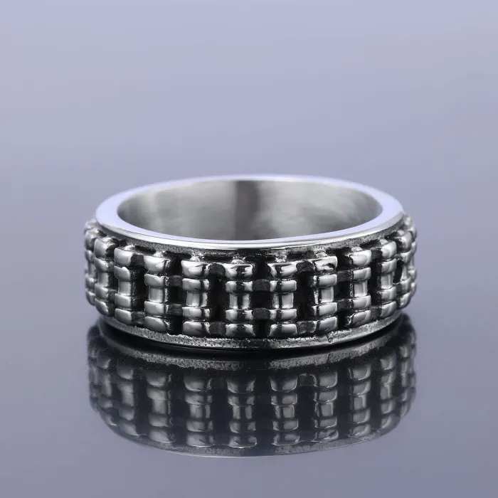 Wholesale Stainless Steel Chain Link Ring – Unisex Biker Style Titanium Steel Band, In Stock, Factory Supply for Bulk Orders and Resellers