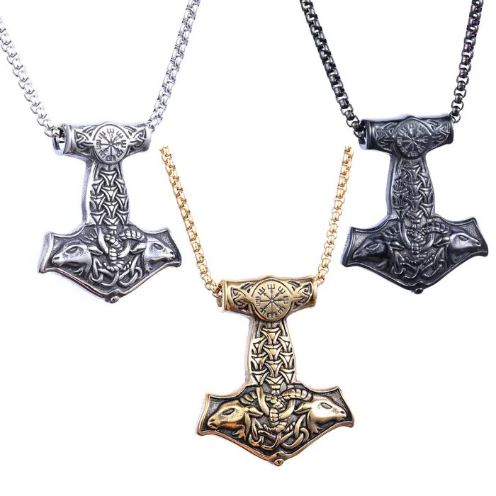 Hot-Selling Viking Ram Head Pendant – Dual Antelope Design Stainless Steel Necklace, Bulk Jewelry Supplier, One-Piece Dropshipping Available Now