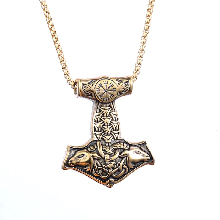 Hot-Selling Viking Ram Head Pendant – Dual Antelope Design Stainless Steel Necklace, Bulk Jewelry Supplier, One-Piece Dropshipping Available Now